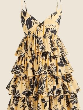 J. Crew Yellow and Black Floral Ruffle Tiered Dress for Kids